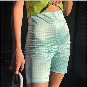 ✨COURTYARD LA✨Bettina Satin Checked Shorts